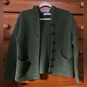 Vintage Green Cardigan with Hood